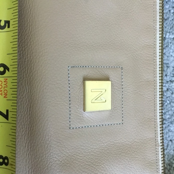 NELLY O “Leather” Purse Cream & Tan great fabric interior pinks/yellow/orange. - Picture 3 of 6